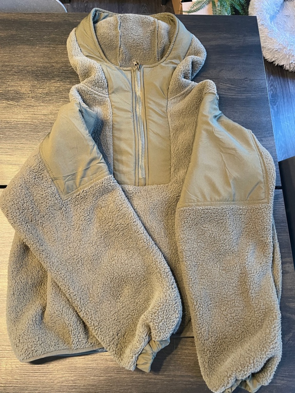 Cozy Half-Zip Sherpa Pullover - Taupe